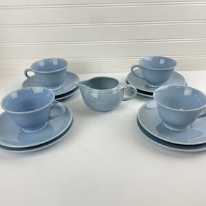 VTG Lu-Ray Pastels 13 pc Set Blue Coffee Tea Footed Cups Saucers Plates Creamer
